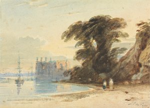 Paysage fluvial avec personnages - John Varley