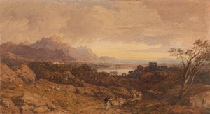 Paysage romantique avec montagnes lointaines - John Varley