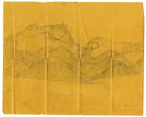 Illustration au crayon du Cumberland Gap, vers 1862-1865 - John W. Hopte
