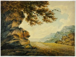Deux personnages regardant la baie - John Warwick Smith