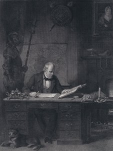Sir Walter Scott dans son étude (gravure) - John Watson Gordon