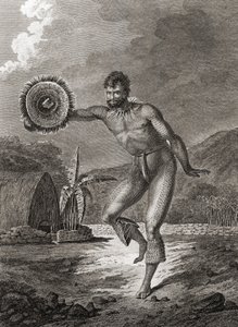 Un danseur tatoué en costume traditionnel, Hawaï, 1778 - John Webber