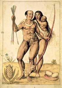 Une famille amérindienne, vers 1585-87