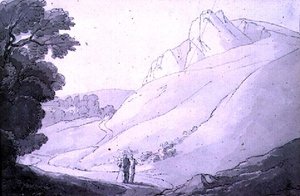 Paysage vallonné avec deux figures - John White Abbott