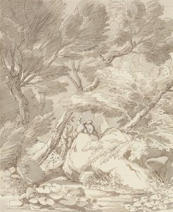 Figures sur une rive rocheuse à Canonteign, Devon