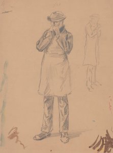 Caricature de lui-même et de E. A. Abbey (recto); Deux études d
