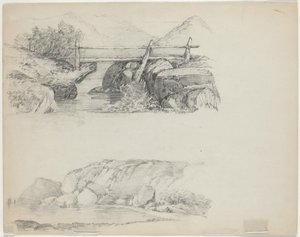 Pont sur un ruisseau rocheux - John William Casilear