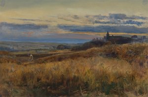 Champ de blé au coucher du soleil - John William Inchbold