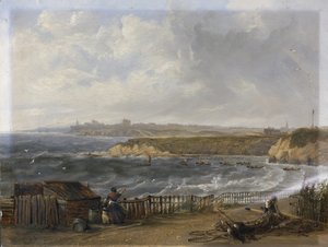 Cullercoats regardant vers Tynemouth - Marée montante - John Wilson Carmichael
