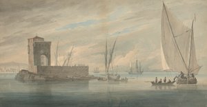 Scène de côte italienne avec navigation insulaire - John Wilson Carmichael