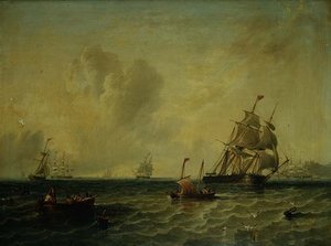 Navires par une légère brise au large de Whitby - John Wilson Carmichael