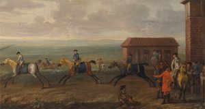 Lord Portmore regardant des chevaux de course à l