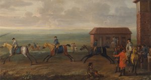 Lord Portmore observant les chevaux de course à l