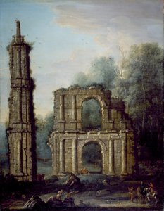 Les ruines du château de Holdenby, Northamptonshire, c.1735-45