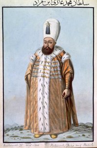 Mahomet (Mehmed) III (1566-1603) Sultan de 1595 à 1603, tiré de « Une série de portraits des empereurs de Turquie ». - John Young