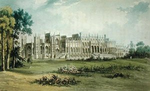 Eaton Hall, ouest de la façade du jardin, d