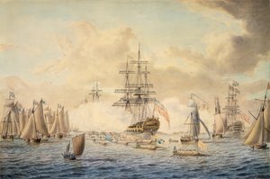 George III passant en revue la flotte à Spithead, 22 juin 1773, représentant le HMS 