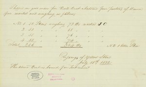 Note de Johnson Gardner, Traversées de la Yellow Stone, 18 juillet 1832