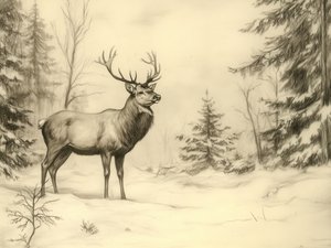 Un cerf majestueux en hiver