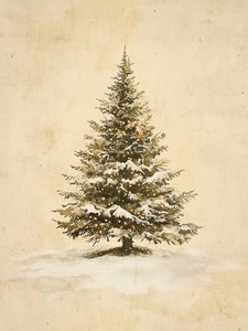 Lumières de Noël sur un sapin enneigé