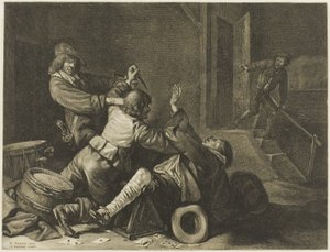 Trois hommes en lutte dans un intérieur - Jonas Suyderhoef