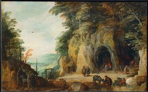 Ermitage de moines dans les rochers … - Joos de (follower of) Momper