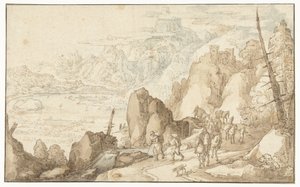 Paysage avec voyageurs