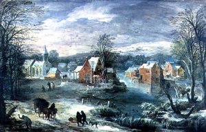 Paysage de village en hiver - Joos or Josse de The Younger Momper