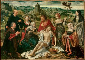 Retable de la déploration du Christ. Peinture hollandaise de Joos Van Cleve (1485-1540)