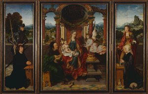 La Sainte Famille, vers 1530, triptyque - Joos van Cleve