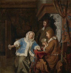 Joueurs de cartes dans un intérieur