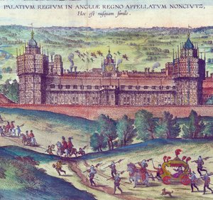 Arrivée de la reine Élisabeth I à Nonsuch Palace, 1598 (détail) - Joris Hoefnagel