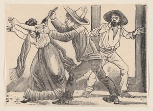Un homme attrapant une femme par la manche et la poignardant, 1891 - José Guadalupe Posada