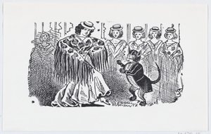 Une femme dansant avec un chat en costume