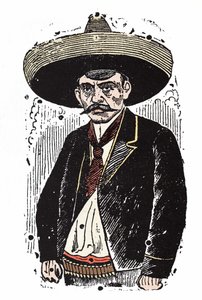 Emiliano Zapata, révolutionnaire mexicain. Xylographie de Jose Guadalupe Posada