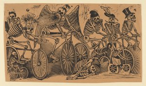 Squelettes calaveras à vélo, ca. 1900 - José Guadalupe Posada