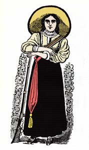 Révolution mexicaine (1910-1920) : soldate mexicaine. Xylographie par Jose Guadalupe Posada (1852-1913).