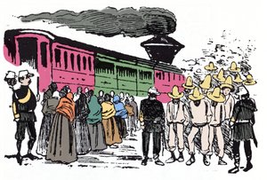 La Révolution mexicaine (1910-1920) : déportation des travailleurs dans le Valle Nacional, vers 1908 - Xylographie de José Guadalupe Posada (1852-1913) - José Guadalupe Posada