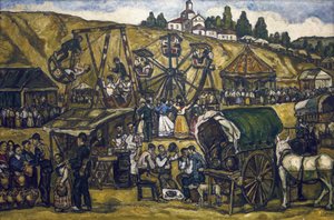 GUTIERREZ SOLANA, Jose (1886-1945). Fête dans la prairie de San Isidro à Madrid. 1933. Huile sur toile. Collection privée - Jose Gutierrez Solana