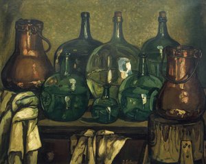 GUTIERREZ SOLANA, Jose (1886-1945). Nature morte avec bouteille. 1927. Art contemporain. Huile sur toile. Collection privée