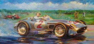 Juan Manuel Fangio, Grand Prix de Buenos Aires 1955, Argentine, Mercedes Benz 196 W. - Jose Maria Villafuerte