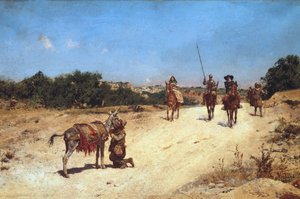 La rencontre de Sancho Panza et de son âne Rucio, Illustration de Don Quichotte, vers 1878 - Jose Moreno Carbonero