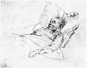 Ludwig van Beethoven (1770-1827) sur son lit de mort, 28 mars 1827 - Josef Eduard Teltscher