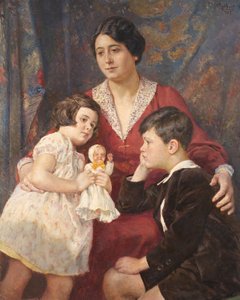 Madame Hirsch avec ses enfants - Josef Engelhart