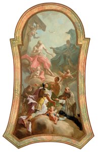La Sainte Trinité avec les saints Roch, Florian, Sébastien et Jean de Népomucène - Josef Ignaz Mildorfer
