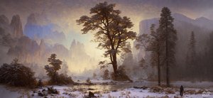 JJM recrée Bierstadt-A: Vallée de Yosemite-neige
