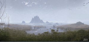 JJM recrée Friedrich-C-D: Récif rocheux sur la plage (Panorama)