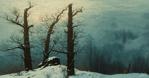 JJM recrée Friedrich-C-D: Tas de pierres dans la neige (Panorama)