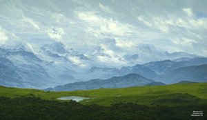 JJM recrée Friedrich-C-D: Nuages dérivants (Panorama des Alpes)