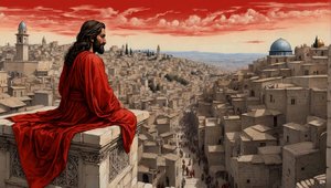 Jésus placé par le diable sur le pinacle du temple - Jette-toi en bas - Josef Johann Michel